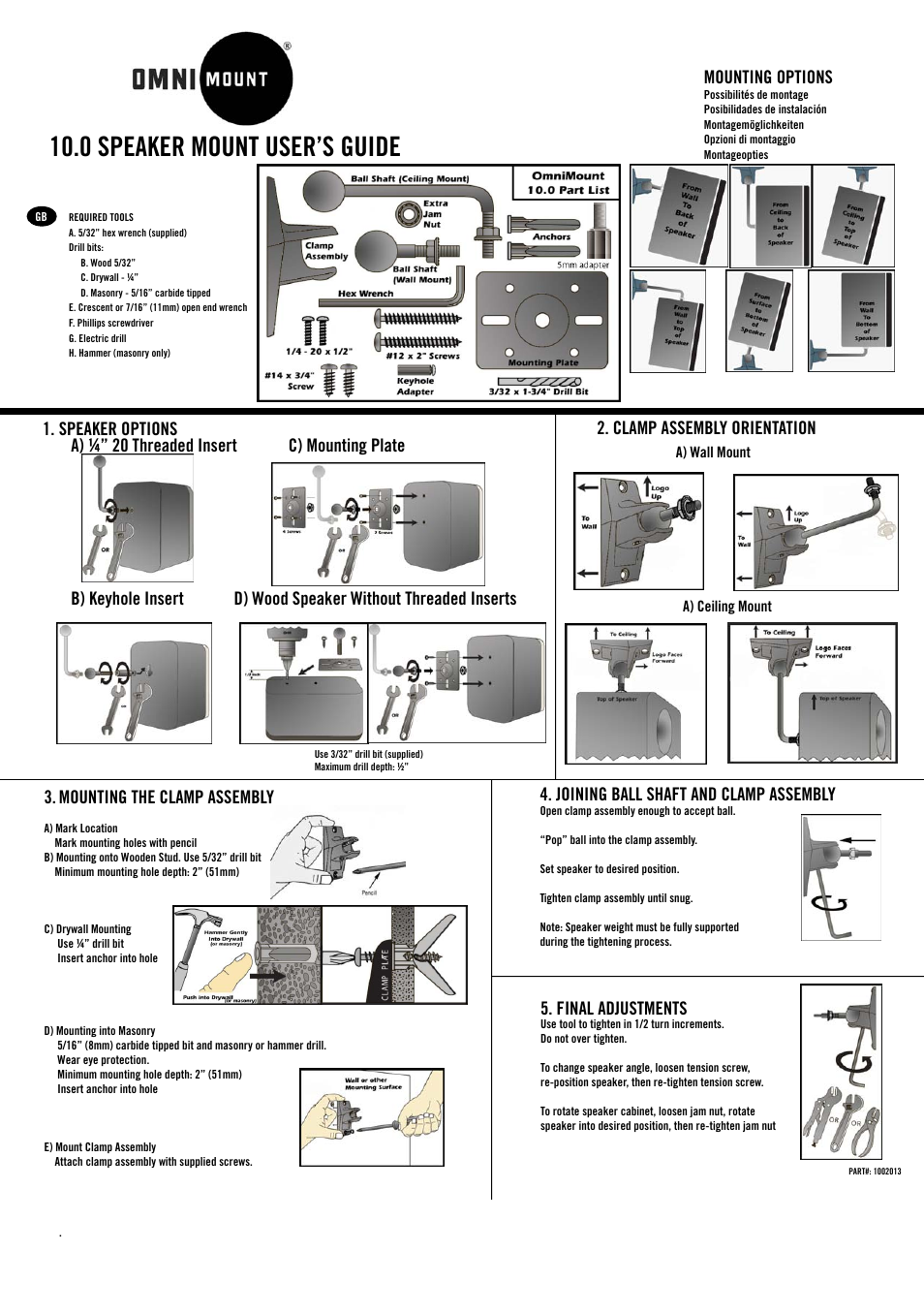 Omnimount 10.0 W_C Manual de User Manual | 3 pages