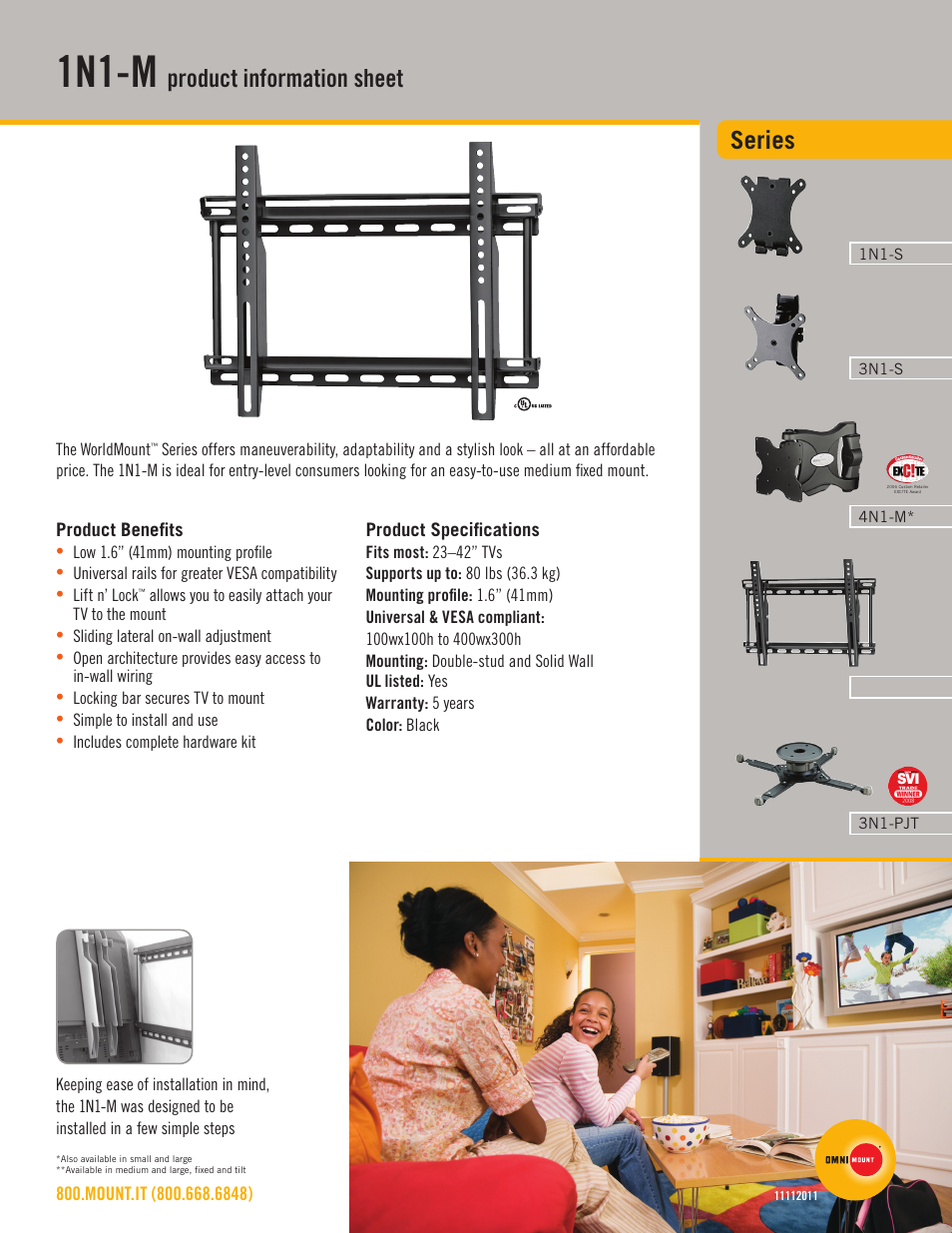 Omnimount 1N1-M Sales Sheet User Manual | 2 pages