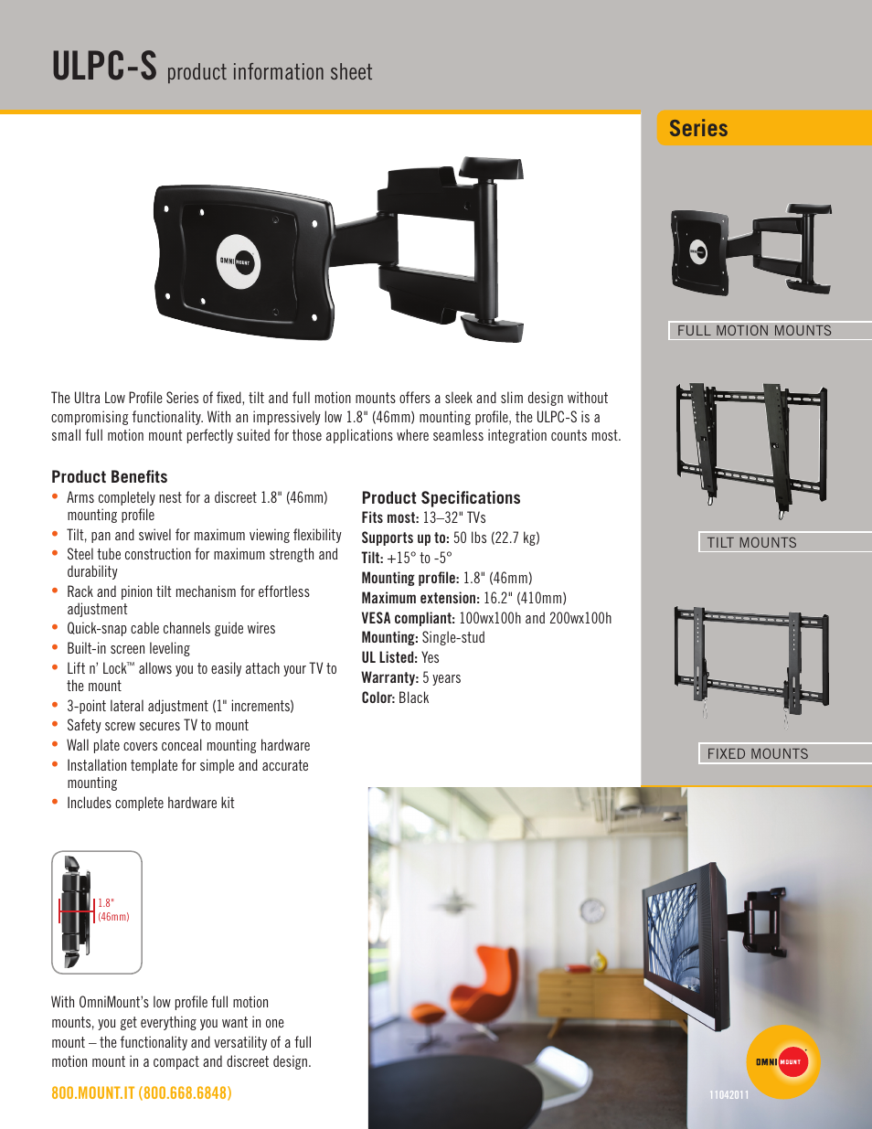 Omnimount ULPC-S Sales Sheet User Manual | 2 pages