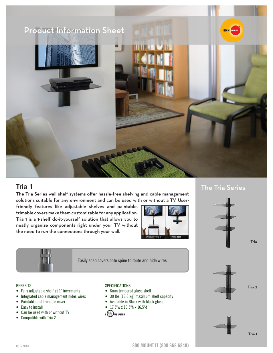 Omnimount Tria 1 Sales Sheet User Manual | 2 pages
