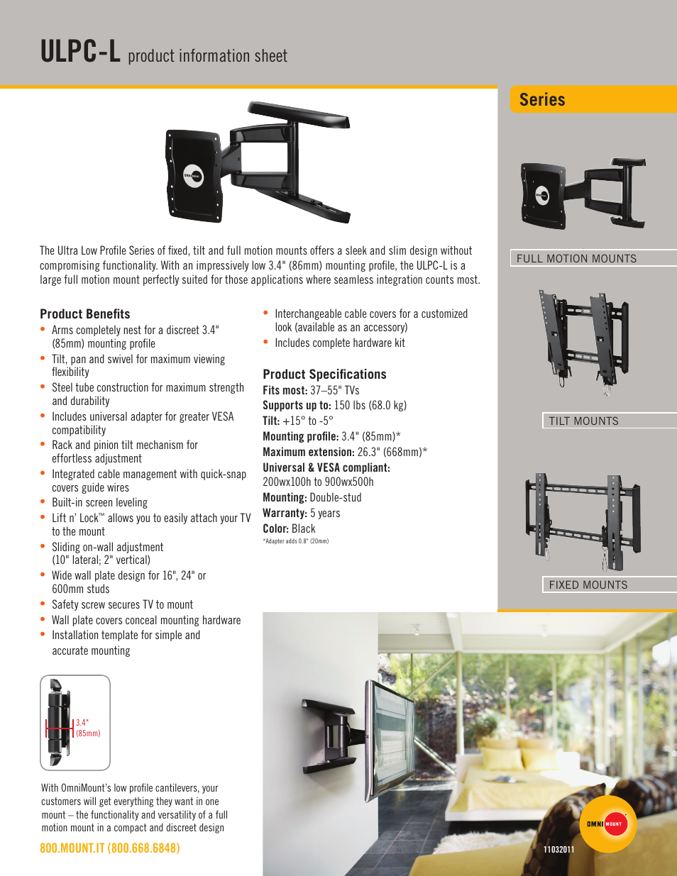 Omnimount ULPC-L Sales Sheet User Manual | 2 pages