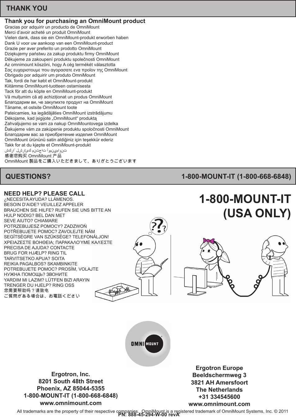 800-mount-it (usa only) | Omnimount PLAY70DS Manual ru User Manual | Page 28 / 28