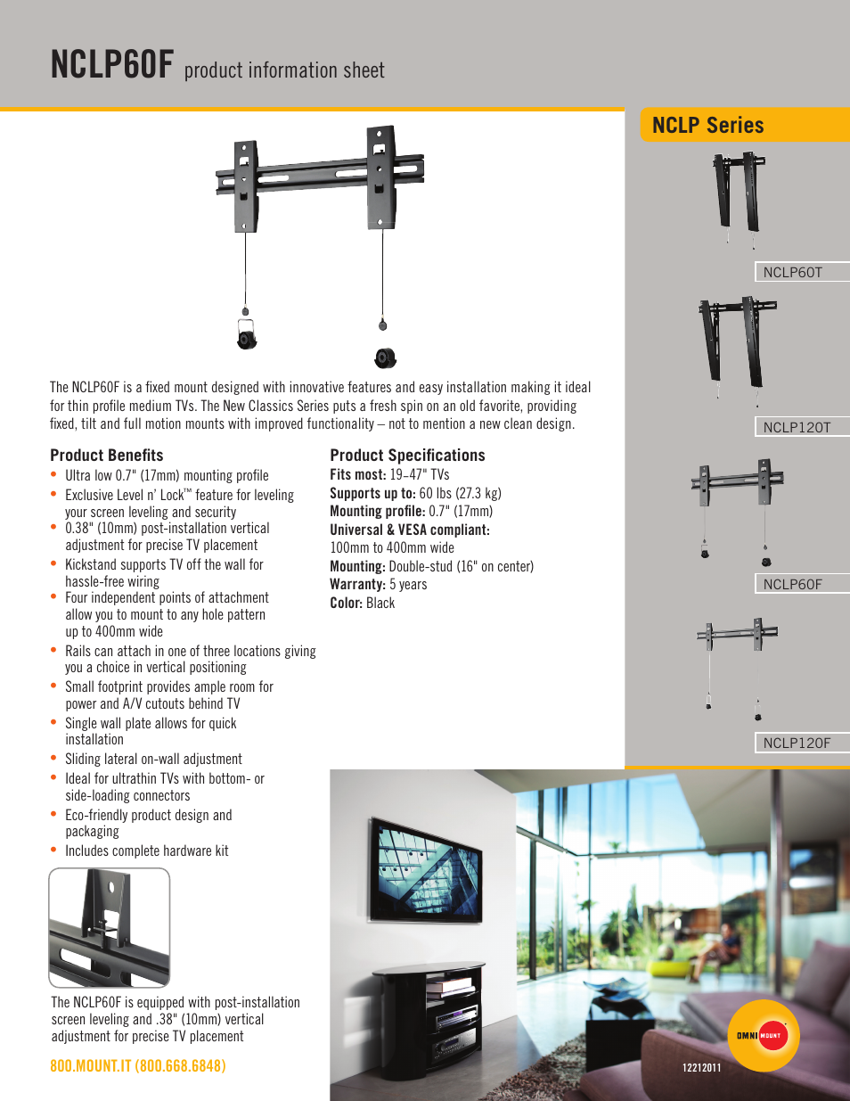 Omnimount NCLP60F Sales Sheet User Manual | 2 pages