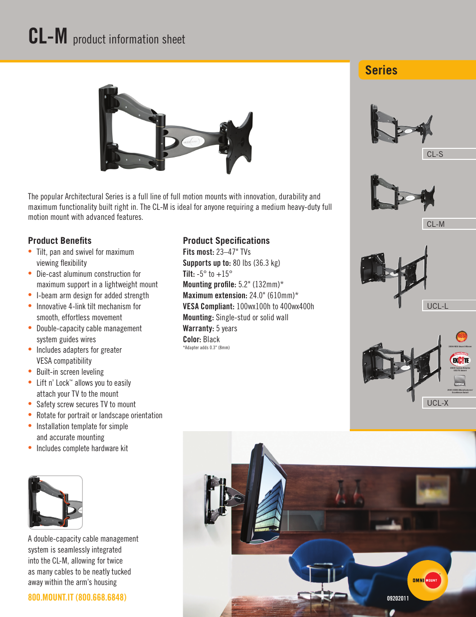 Omnimount CL-M Sales Sheet User Manual | 2 pages