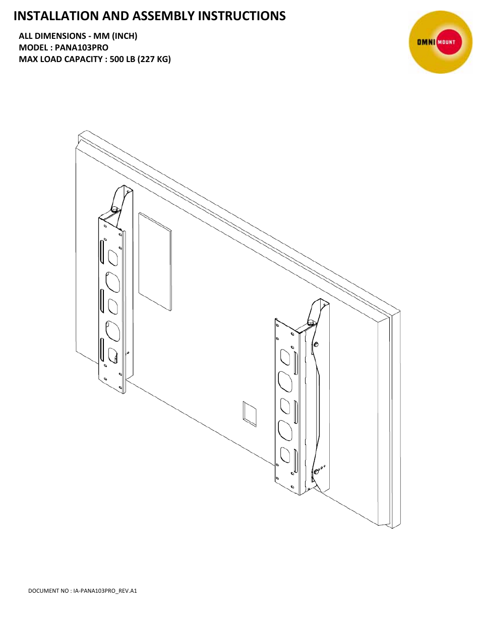 Omnimount PAN103PRO Manual User Manual | 6 pages