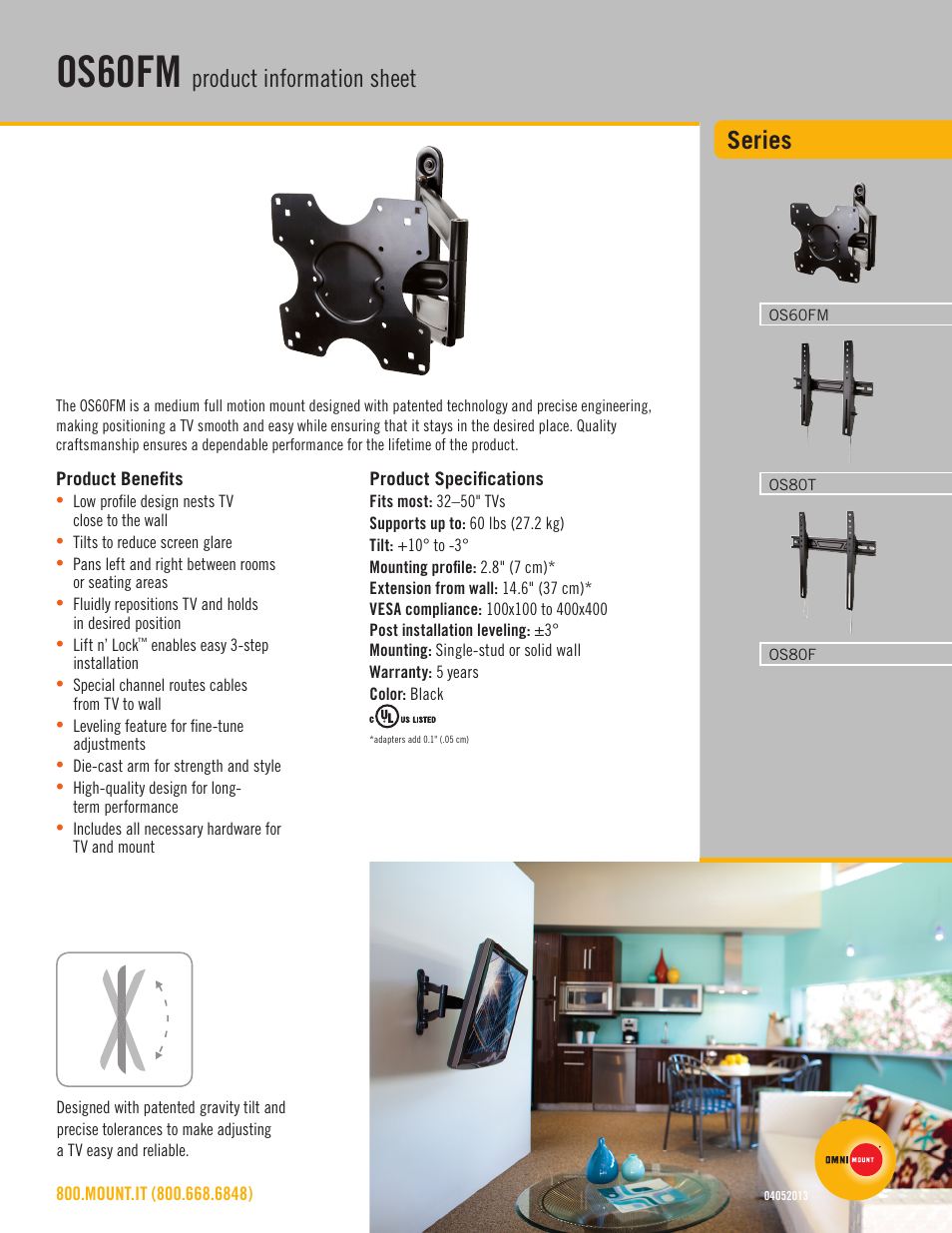 Omnimount OS60FM Sales Sheet User Manual | 2 pages