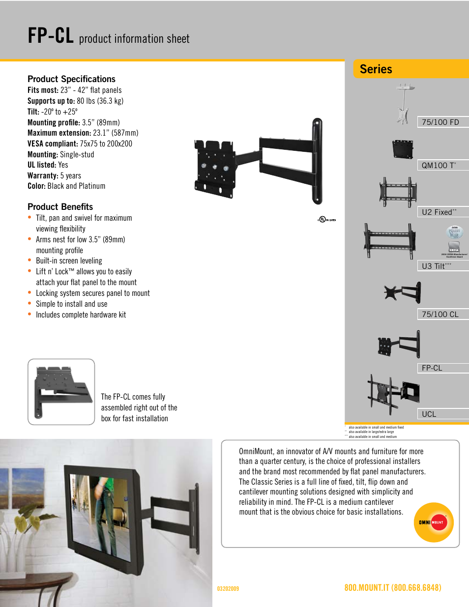 Omnimount FP-CL Sales Sheet User Manual | 3 pages