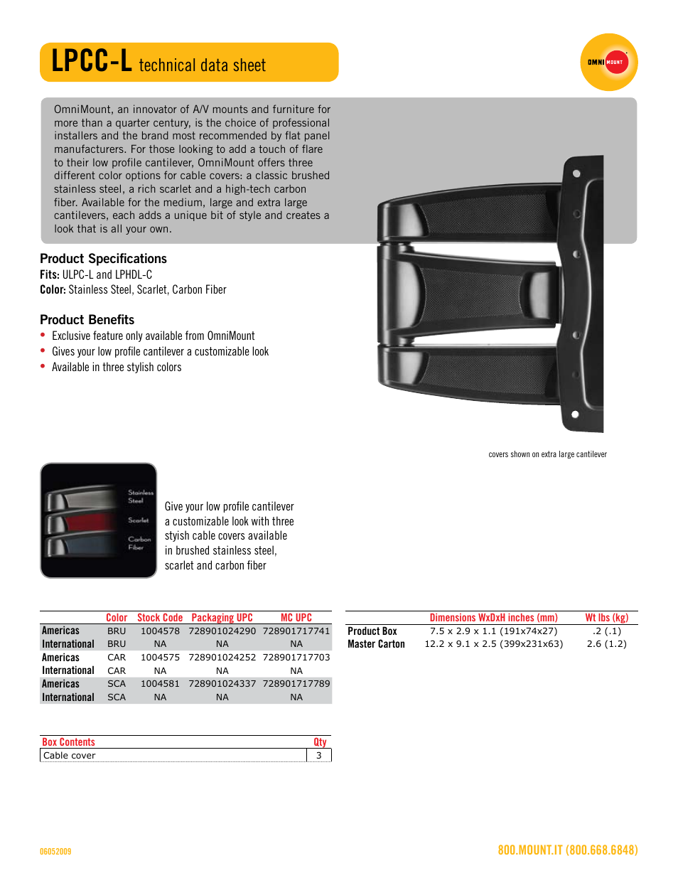 Omnimount LPCC-L Sales Sheet User Manual | 1 page