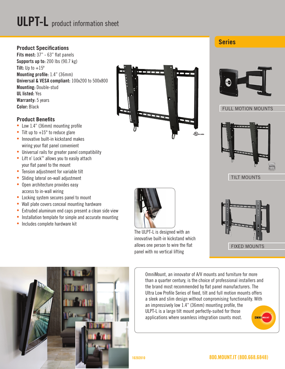 Omnimount ULPT-L Sales Sheet User Manual | 3 pages
