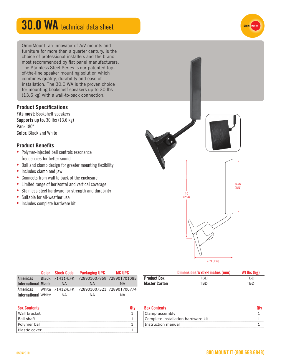 Omnimount 30.0 WA Sales Sheet User Manual | 1 page