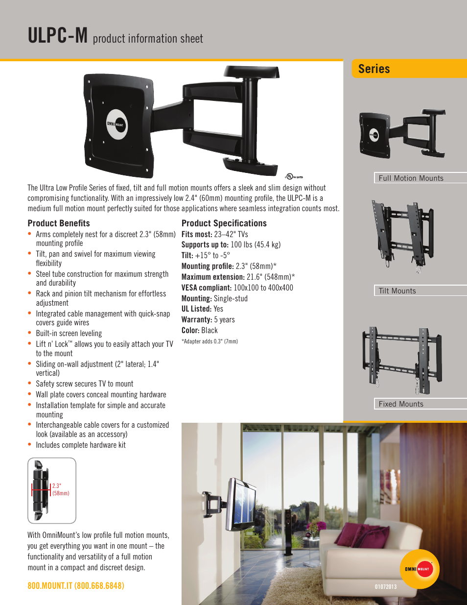 Omnimount ULPC-M Sales Sheet User Manual | 2 pages