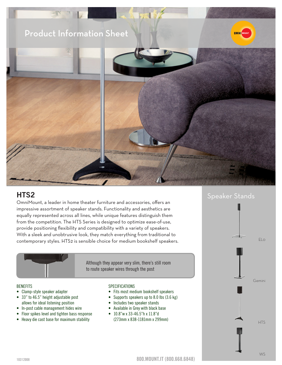 Omnimount HTS2 Sales Sheet User Manual | 3 pages