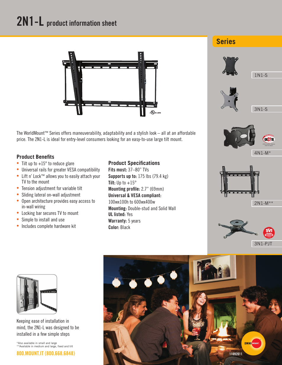 Omnimount 2N1-L Sales Sheet User Manual | 2 pages