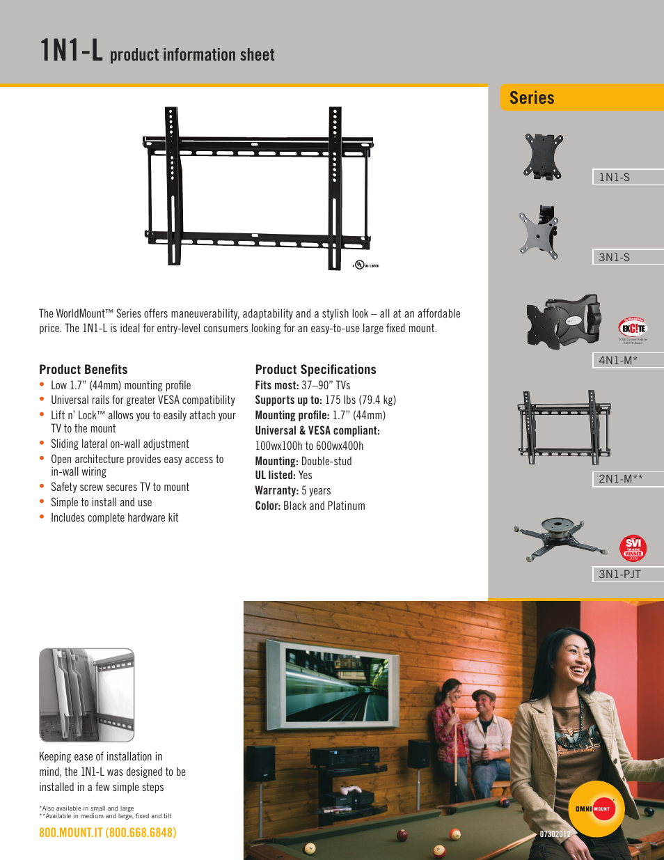 Omnimount 1N1-L Sales Sheet User Manual | 2 pages