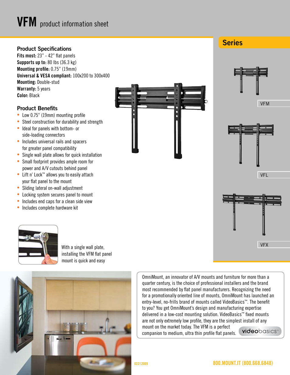 Omnimount VFM Sales Sheet User Manual | 3 pages