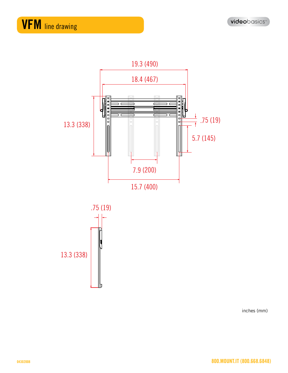 Vfm_line_drawing_sheet.pdf | Omnimount VFM Sales Sheet User Manual | Page 3 / 3
