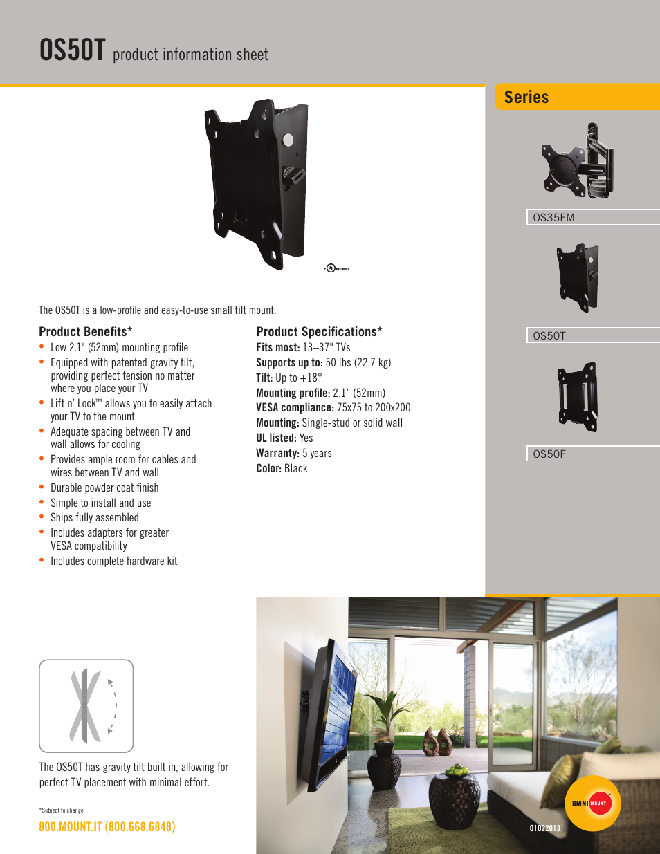 Omnimount OS50T Sales Sheet User Manual | 2 pages