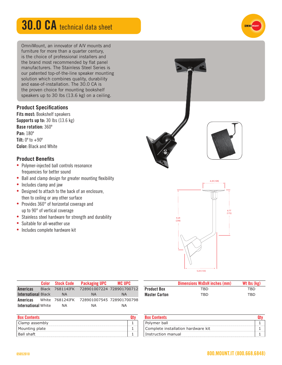 Omnimount 30.0 CA-MP Sales Sheet User Manual | 1 page
