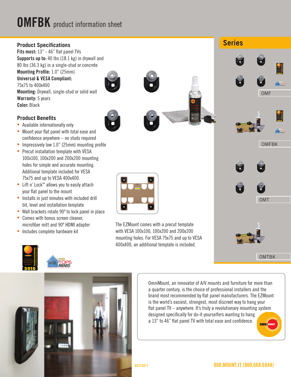 Omnimount OMFBK Sales Sheet User Manual | 3 pages