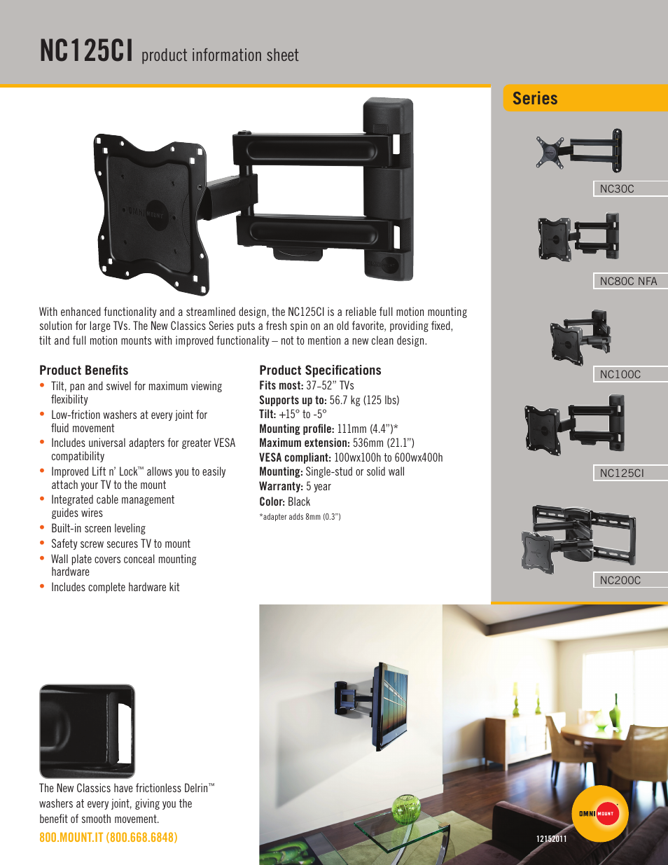 Omnimount NC125CI Sales Sheet User Manual | 2 pages