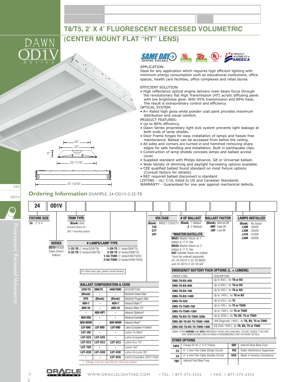 Oracle Lighting OD1V-24 User Manual | 1 page