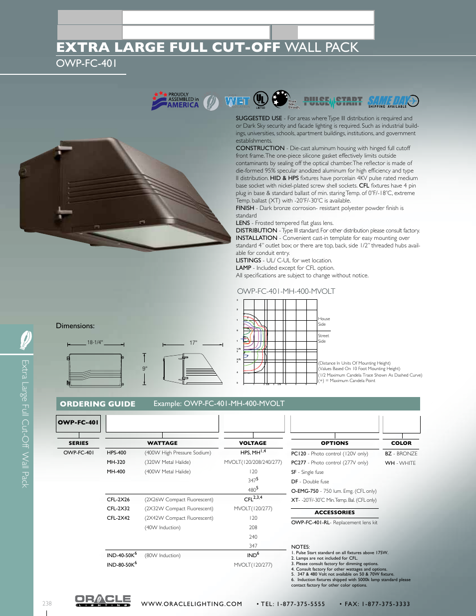 Oracle Lighting OWP-FC-401 User Manual | 1 page