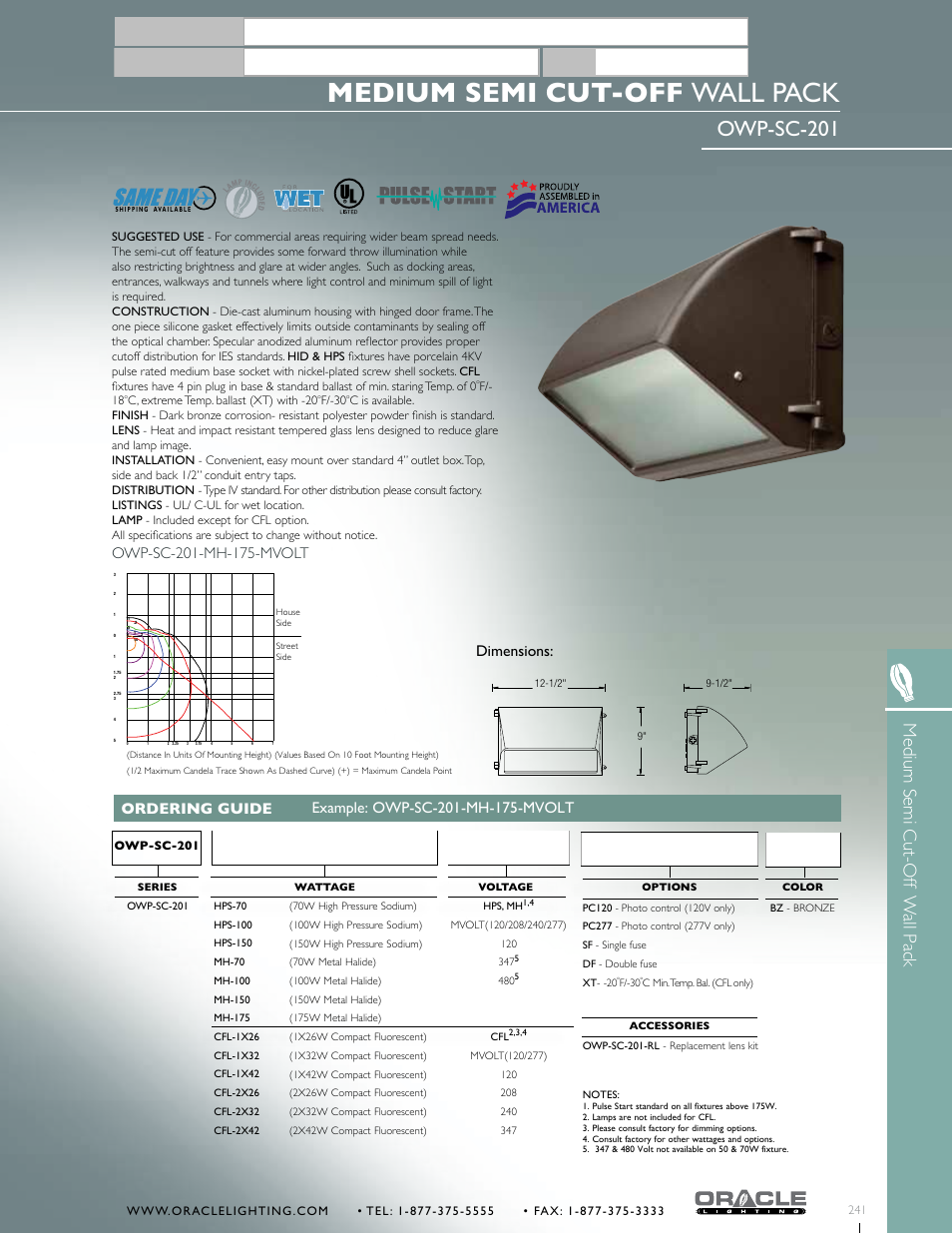 Oracle Lighting OWP-SC-201 User Manual | 1 page