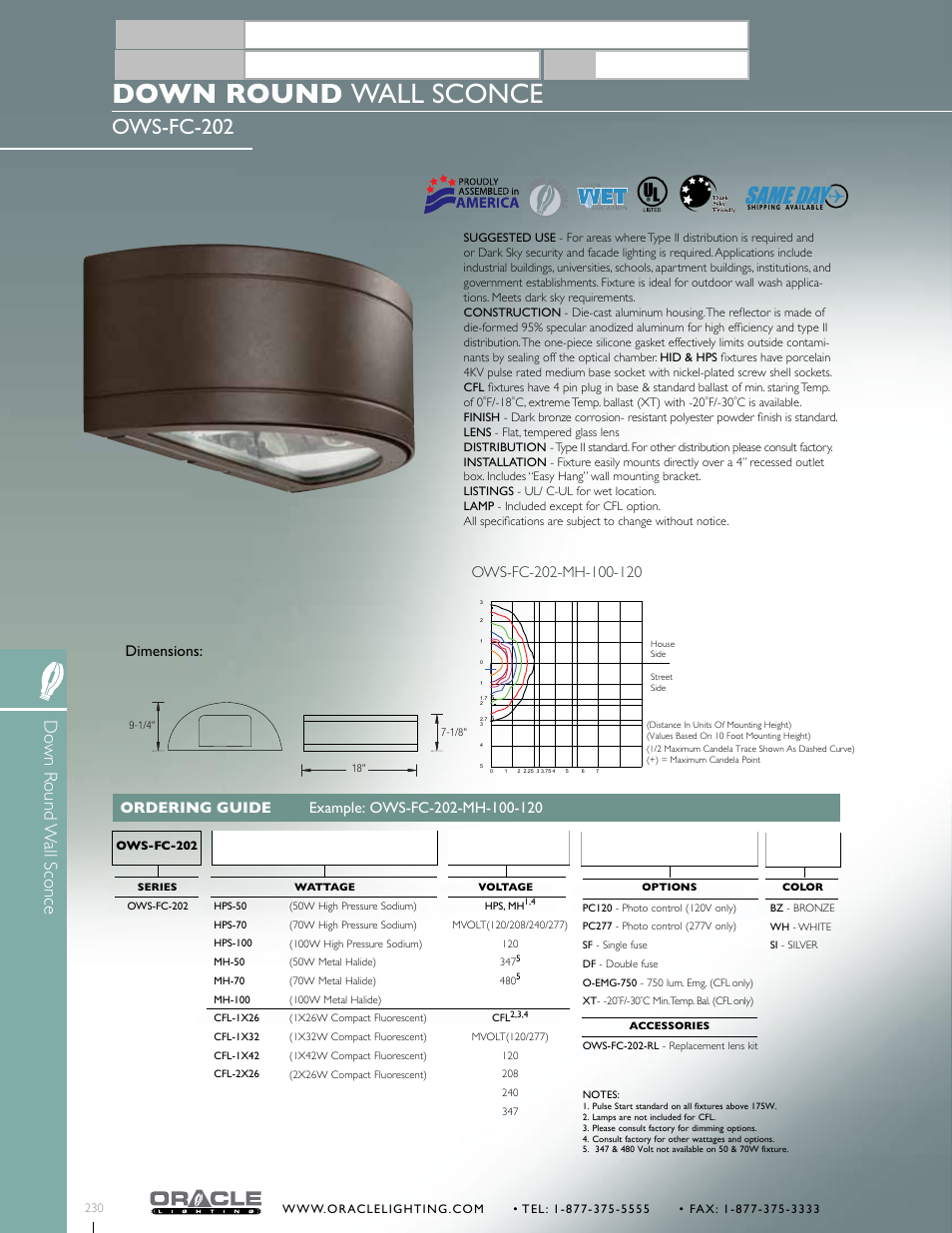 Oracle Lighting OWS-FC-202 User Manual | 1 page