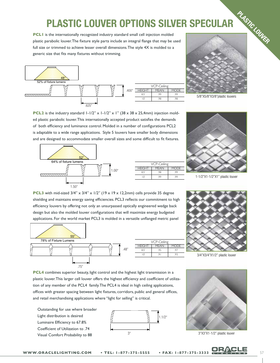 Plastic louver options silver specular, Plastic louver | Oracle Lighting OSMT-24 User Manual | Page 3 / 3