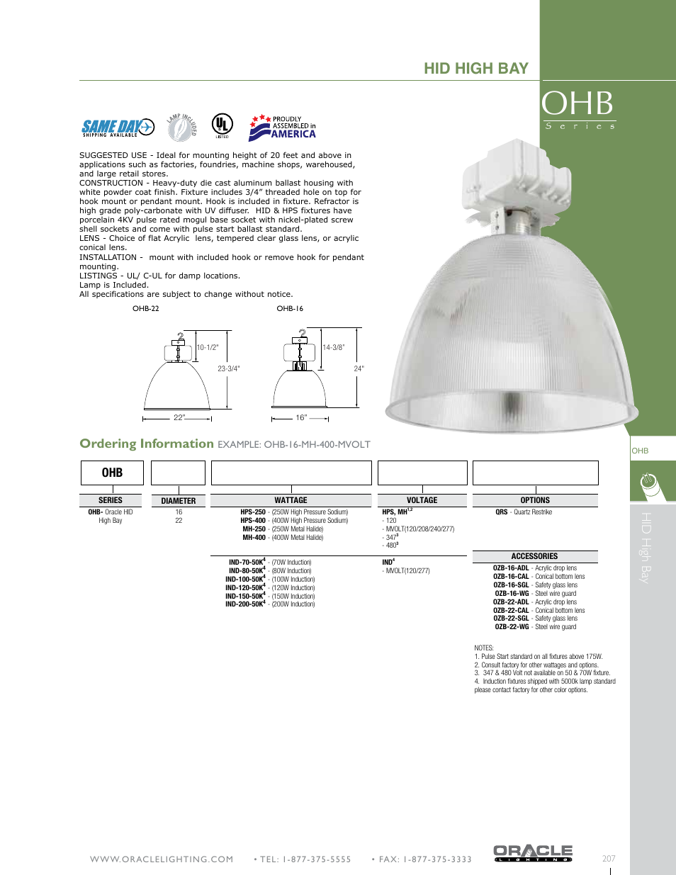 Oracle Lighting OHB User Manual | 1 page