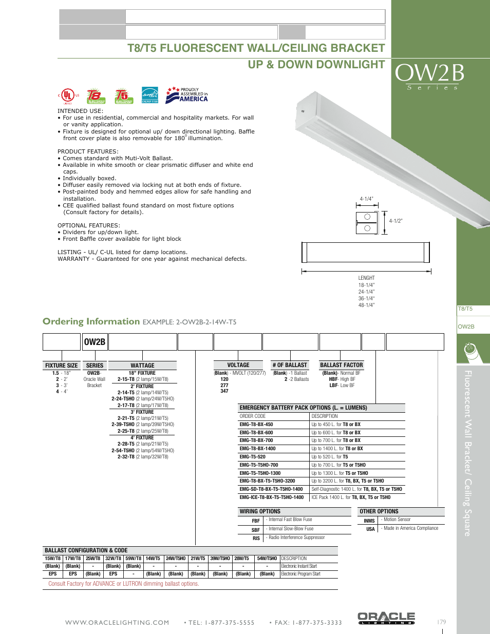 Oracle Lighting OW2B-4 User Manual | 1 page