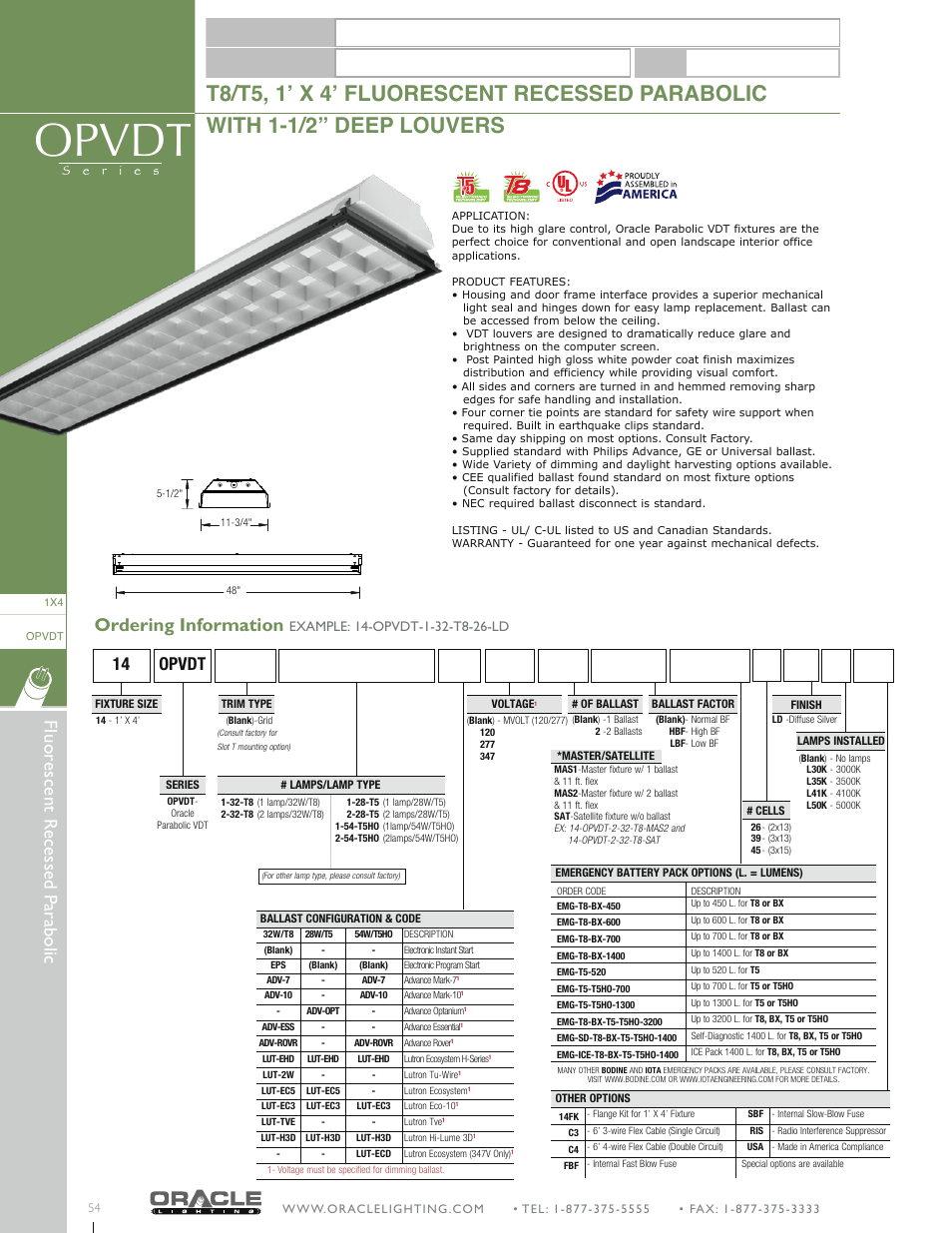 Oracle Lighting OPVDT-14 User Manual | 1 page