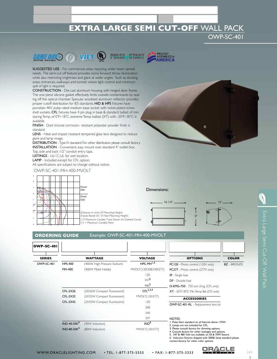 Oracle Lighting OWP-SC-401 User Manual | 1 page