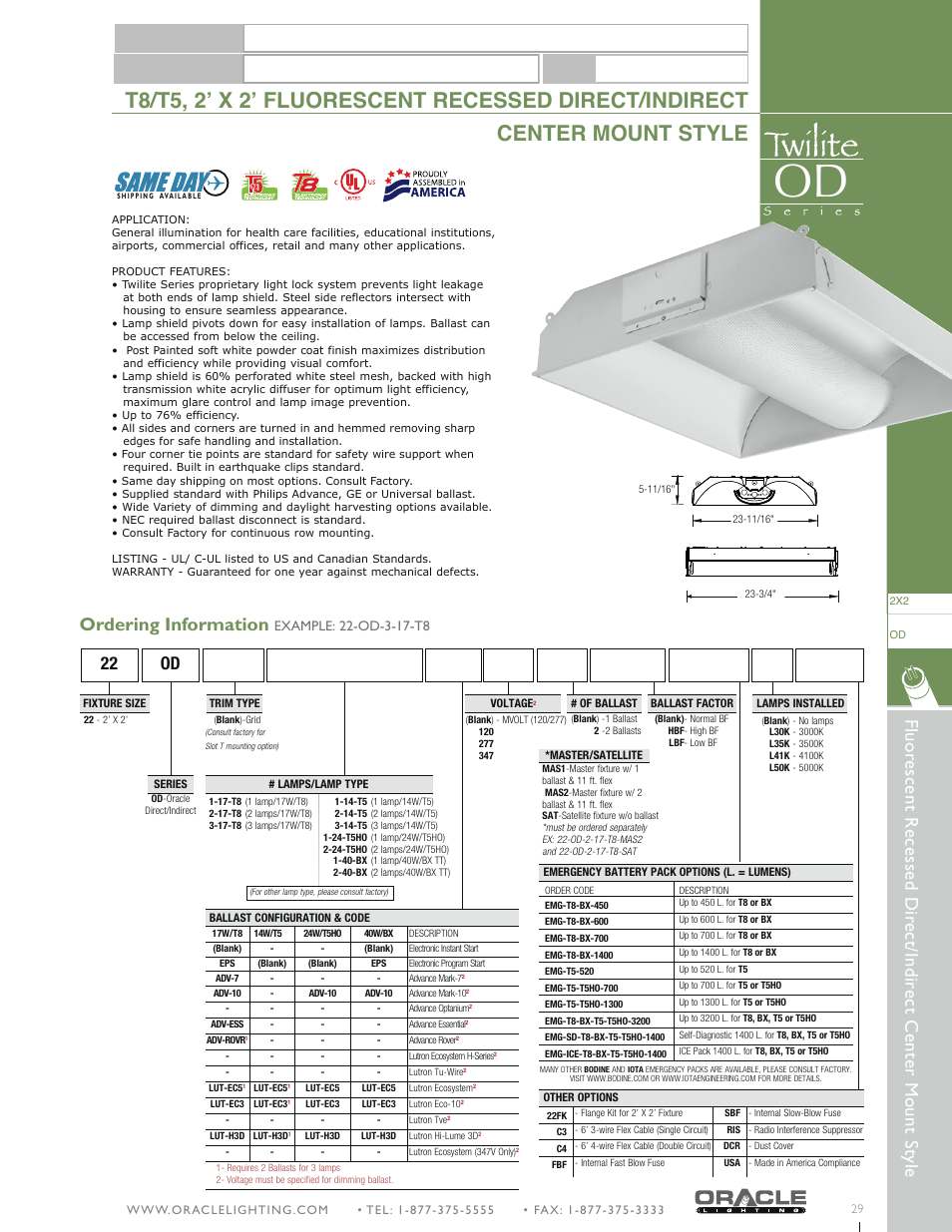 Oracle Lighting OD-22 User Manual | 1 page