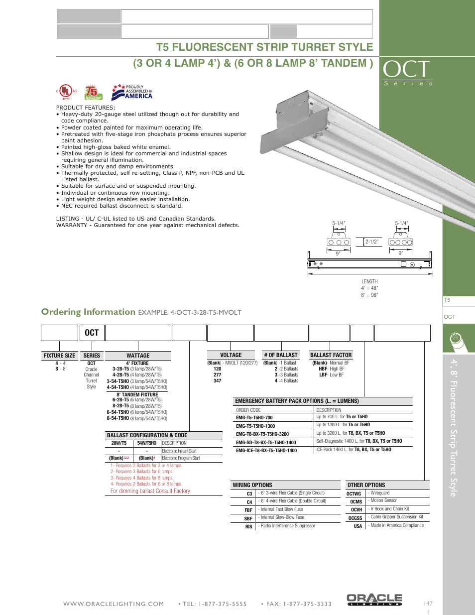 Oracle Lighting OCT-8 User Manual | 1 page