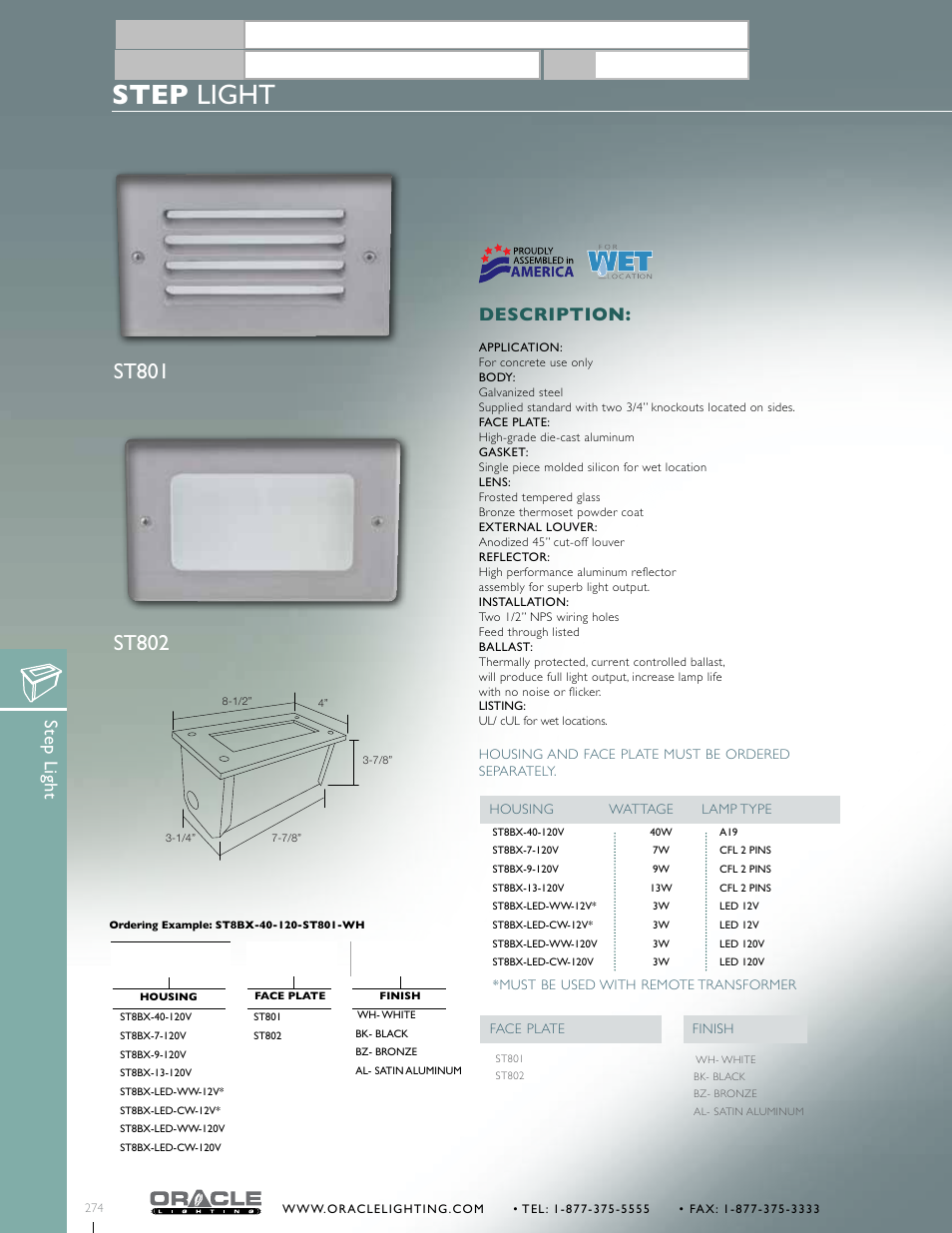 Oracle Lighting ST802 User Manual | 1 page