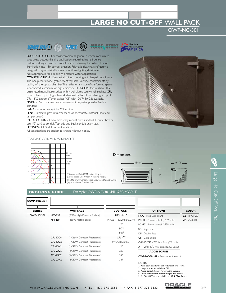 Oracle Lighting OWP-NC-301 User Manual | 1 page