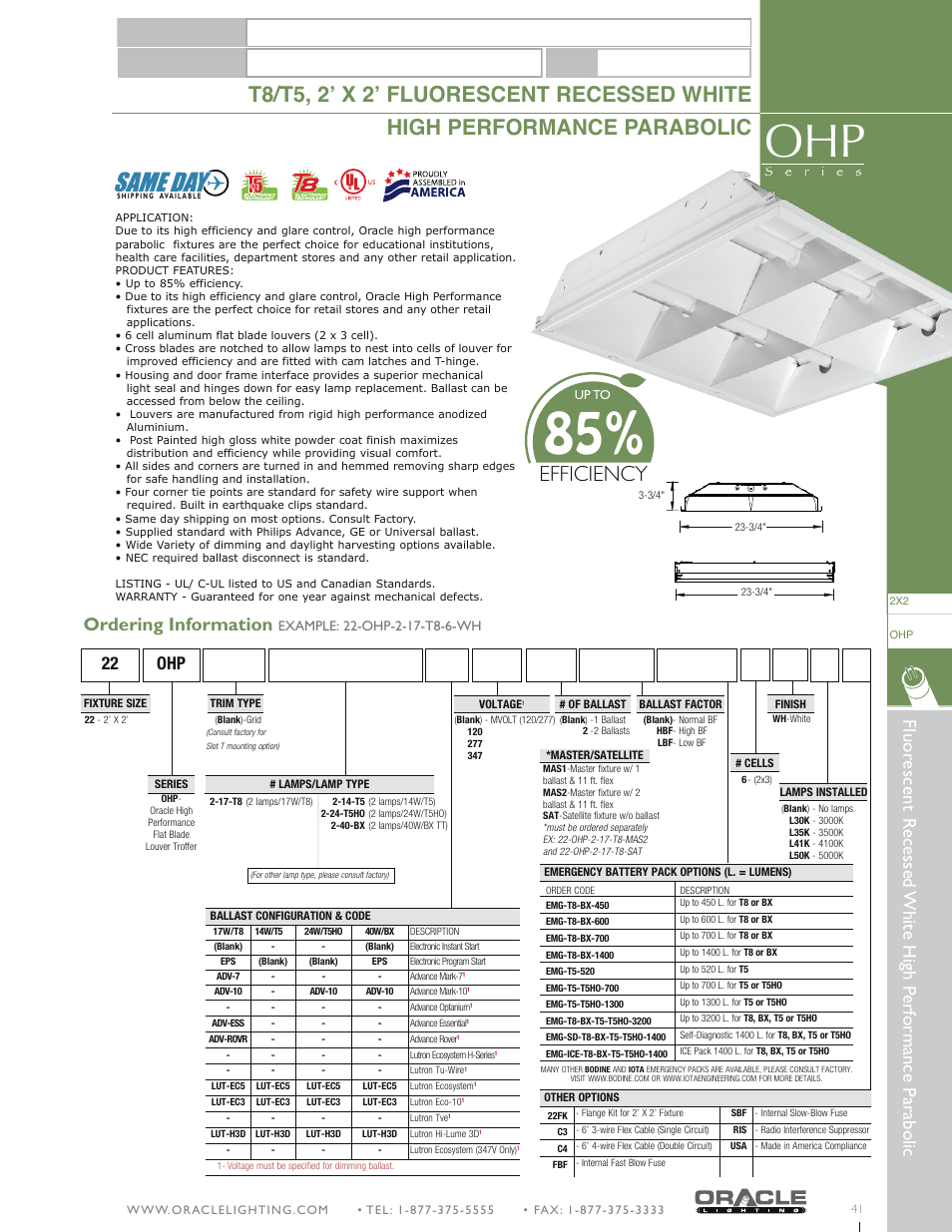 Oracle Lighting OHP-22 User Manual | 1 page