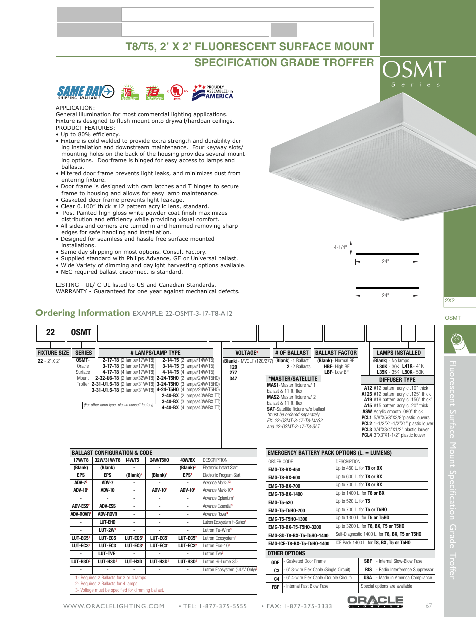Oracle Lighting OSMT-22 User Manual | 3 pages