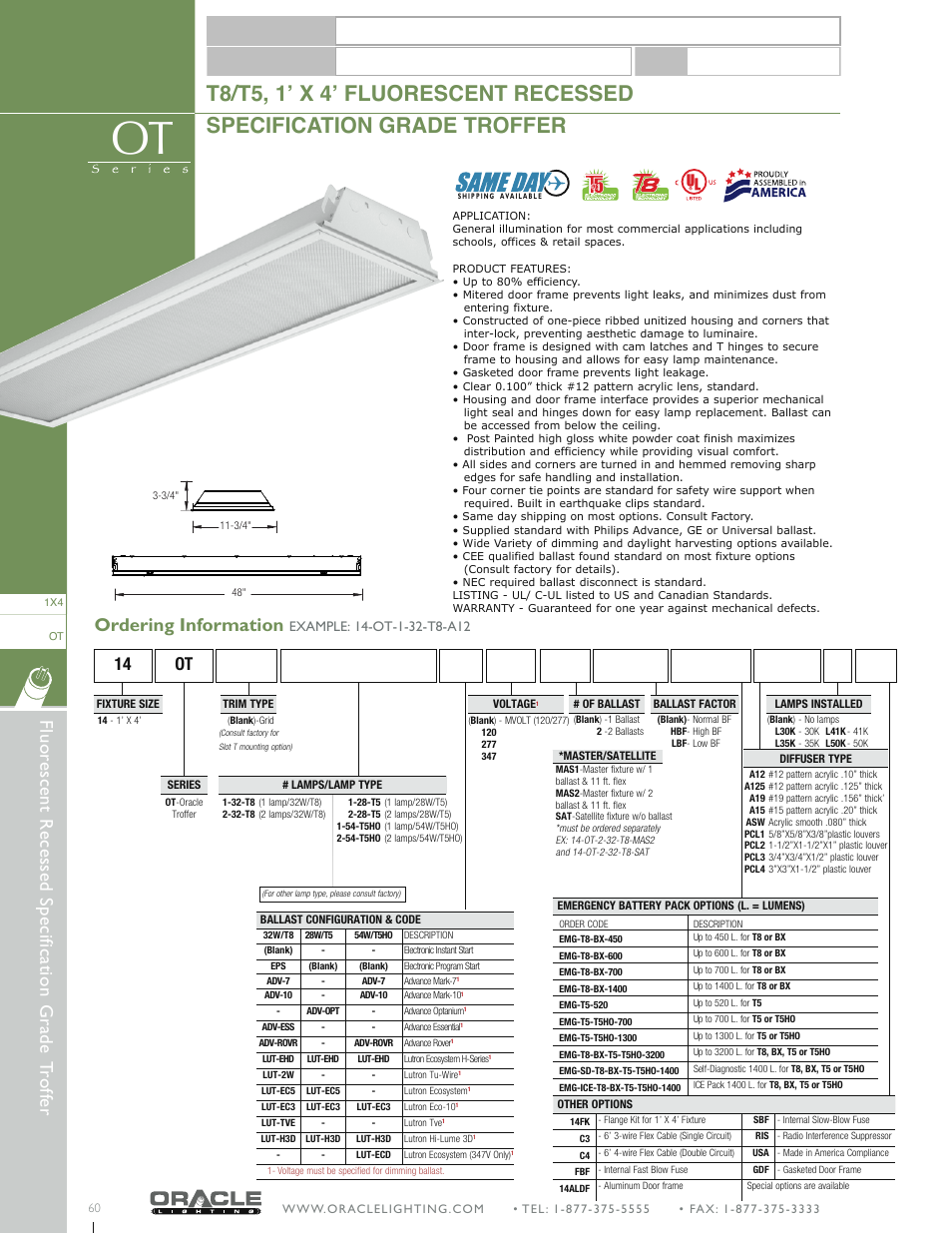 Oracle Lighting OT-14 User Manual | 3 pages