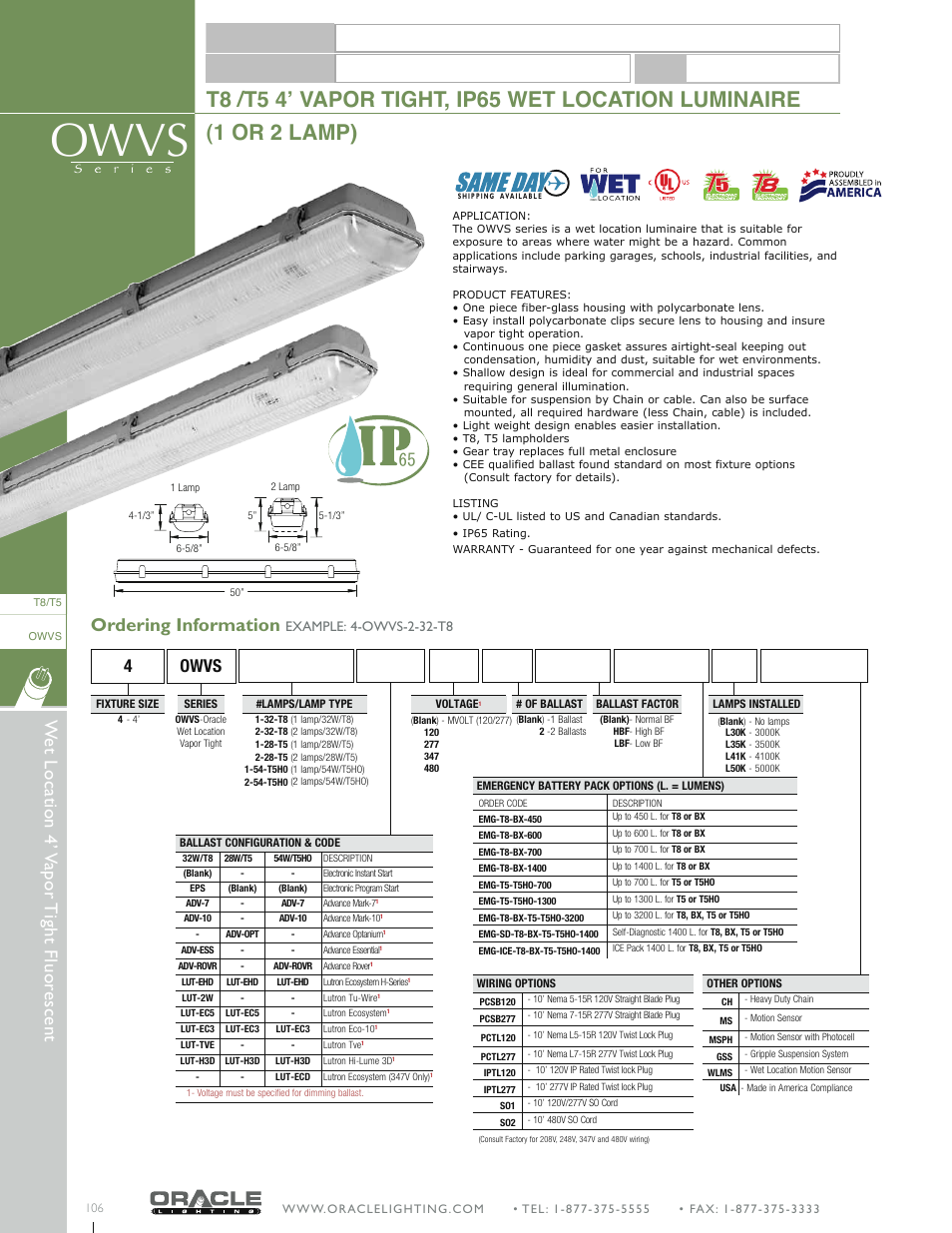 Oracle Lighting OWVS-4 User Manual | 5 pages