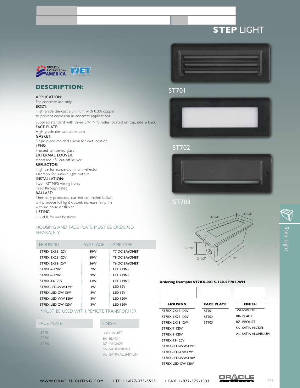 Oracle Lighting ST701 User Manual | 1 page