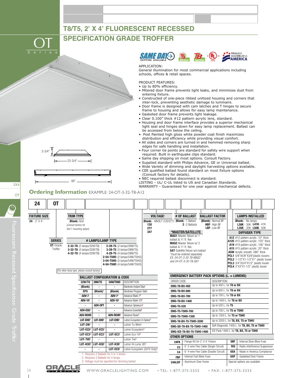 Oracle Lighting OT-24 User Manual | 3 pages