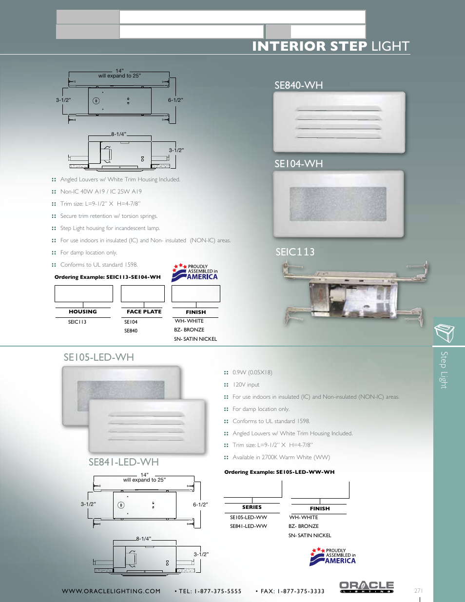 Oracle Lighting SE105-LED User Manual | 1 page