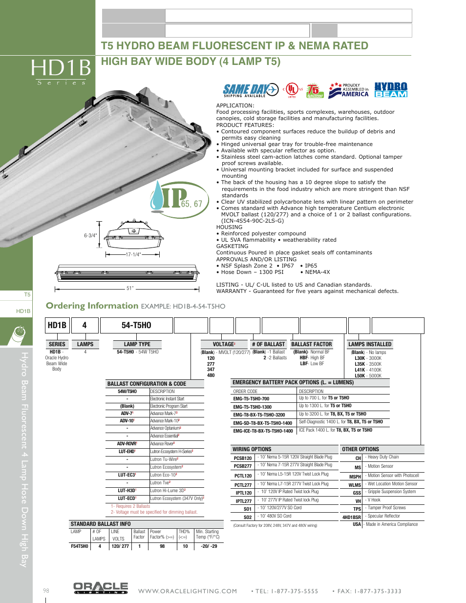 Oracle Lighting HD1B-4 User Manual | 6 pages