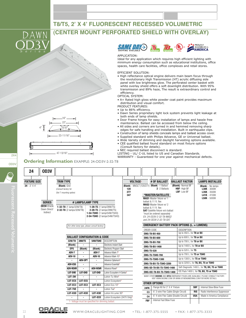 Oracle Lighting OD3V-24 User Manual | 1 page