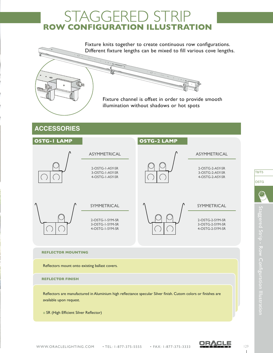 Staggered strip, Row configuration illustration, Accessories | Oracle Lighting 8-OSTG-4 User Manual | Page 3 / 3