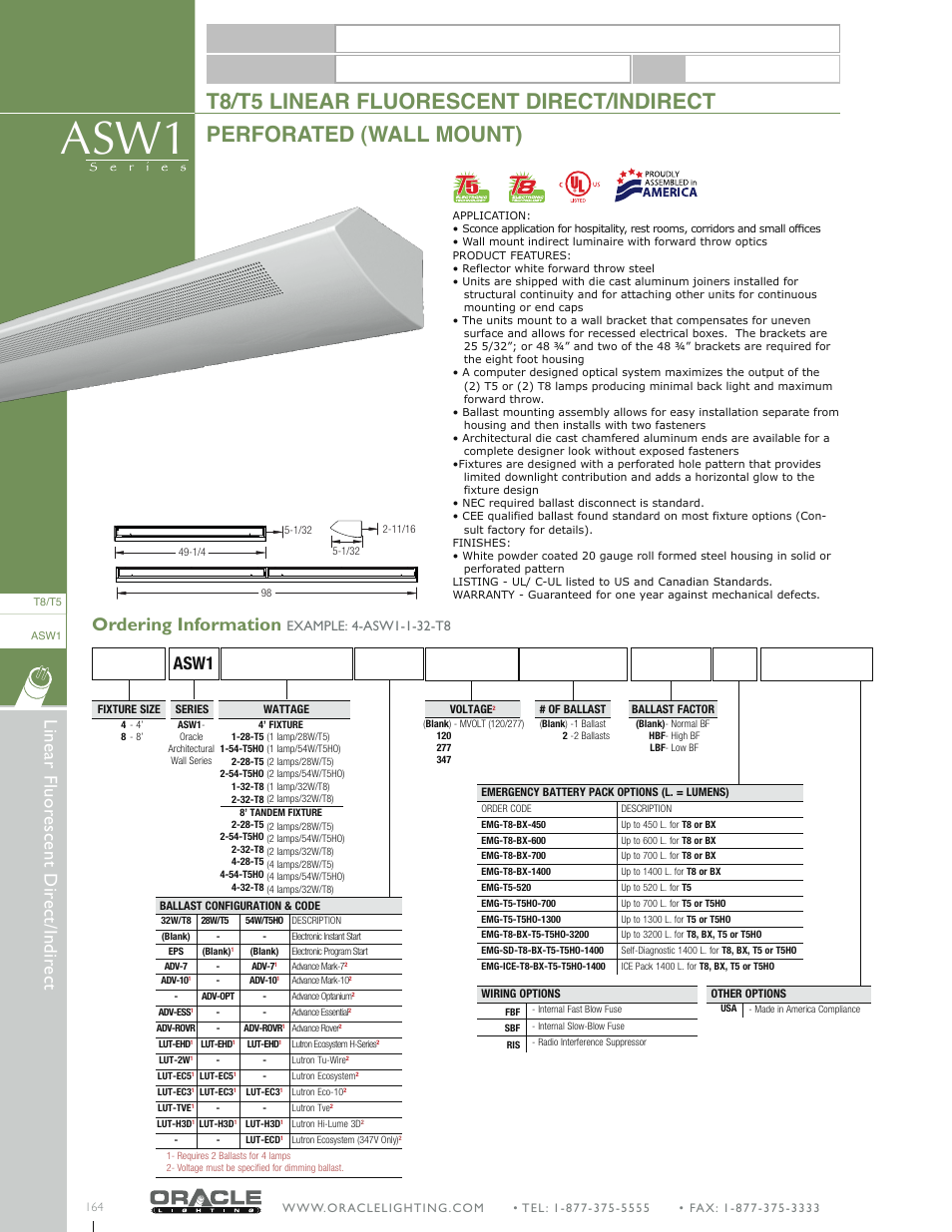 Oracle Lighting ASW1-8 User Manual | 1 page