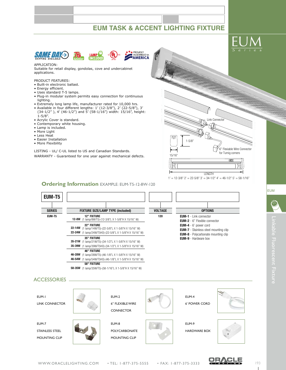 Oracle Lighting EUM User Manual | 1 page