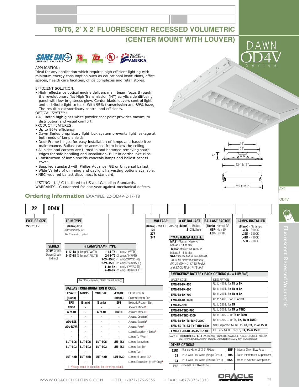 Oracle Lighting OD4V-22 User Manual | 1 page